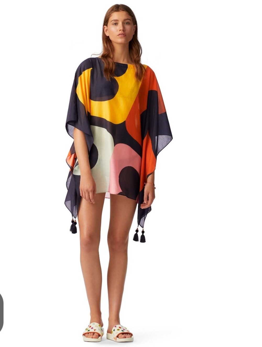 Tory Burch Abstract Logo Silk Kaftan / Scarf Top/Dress/Coverup